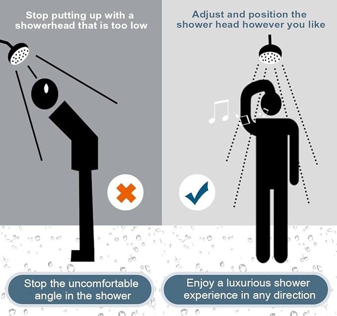 BRIGHT SHOWERS Brass Shower Head Extension Arm for Rain and Handheld Shower Head, 10 Inch Universal Shower Arm Extender, Height & Angle Adjustable, Oil-Rubbed Bronze