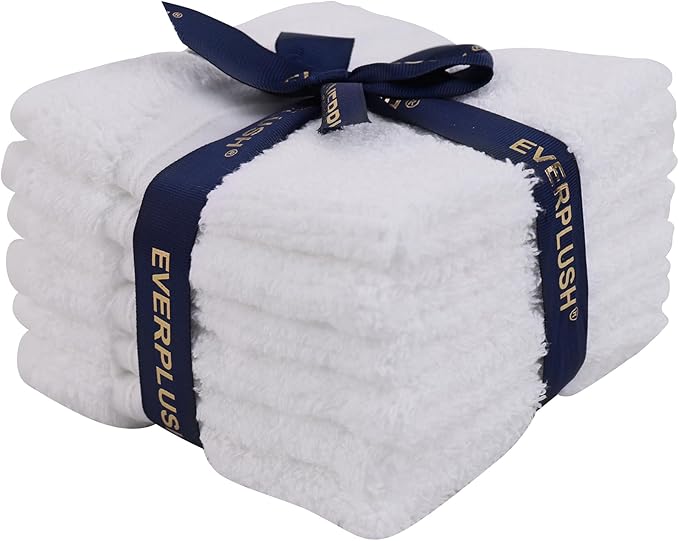 Everplush Youth Style Wash Cloth 6-Piece Set - Cotton & Microfiber Blend, Super Absorbent, Ultra Soft, Fluffy, Skin-Close Cotton Fibers, Long Lasting, Daily Cleansing