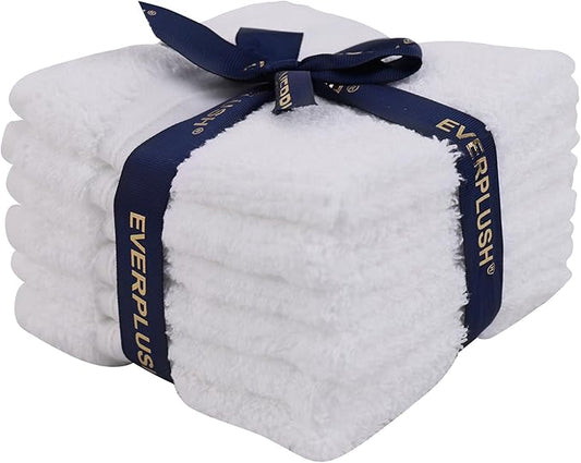 Everplush Youth Style Wash Cloth 6-Pack - Cotton & Microfiber, Super Absorbent, Ultra Soft, Fluffy, Close-to-Skin Fibers, Long-Lasting, Family Daily Use