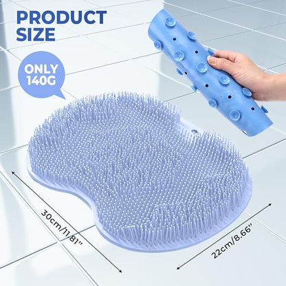 Shower Foot Scrubber Mat with Non-Slip Suction Cups, Non Slip Bathtub and Shower Mat with Suction Cups and Drain Holes, Foot Back Cleaning Pad Back Washer Exfoliating Bath Wash Pad (Orange)
