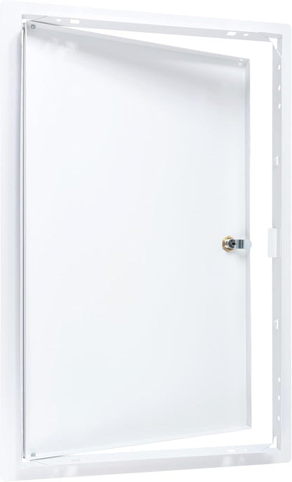 12" x 20" Lockable White Metal Access Panel. Service Shaft Door Panel with Key. Plumbing, Electricity, Heating, Alarm Wall Access Panel for Drywall. Bathroom Services Access Hole Cover.