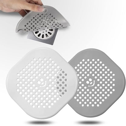 2 Pack Drain Hair Catcher Silicone Drain Protector Hair Stopper with Suction Cup for Shower Kitchen Bathroom White Grey