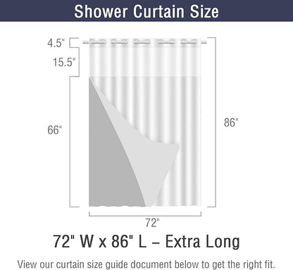 Gibelle Extra Long Shower Curtain 72x86, Waffle Weave Bathroom Shower Curtain with Snap-in Fabric Liner Set, No Hooks Needed, Hotel Style with Mesh Top Window, White