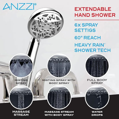 ANZZI Walk In Tub 53" x 27" Right-Drain Bathtub, Air & Whirlpool Massage Jets, Quick Fill with 6‑Setting Handheld Shower, Aromatherapy, Bath Pillow, LED Light | 2753FLWR