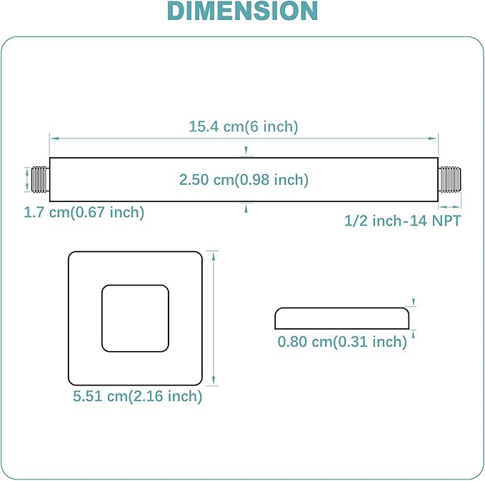 BESTILL 6 Inch Matte Black Ceiling Mount Shower Arm and Flange, Square Rain Shower Arm