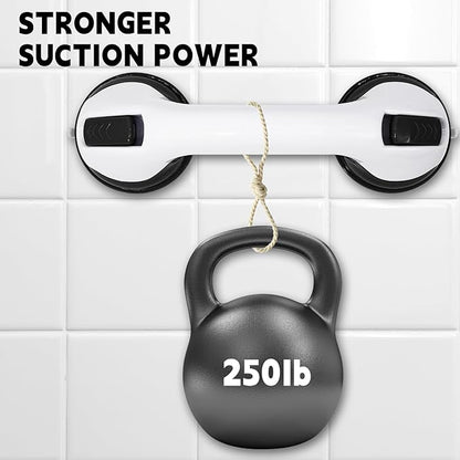 2-Pack Grab Bars for Bathtubs and Showers, 12 inch Shower Handle Suction Shower Bar, Safety Bars for Shower Chair, Bathroom Grab Bar for Senior，No Drilling Removable (Green, 12 inch)