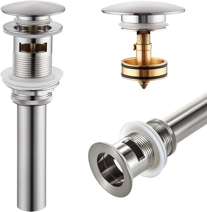KOKOSIRI Bathroom Sink Drain with Detachable Hair Catcher, Brushed Nickel Pop Up Sink Drain with Strainer Basket Anti Clogging for Vanity Vessel Sink with Overflow, C1001BR
