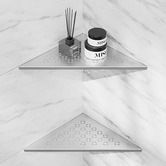 lives Corner Shower Shelf 10" Slot Design Bathroom Shower Shelves for Tiled Wall, 304 Stainless Steel Recessed Organizer Corner Shelves for Inside Shower Decor, Silver, 2 Pack