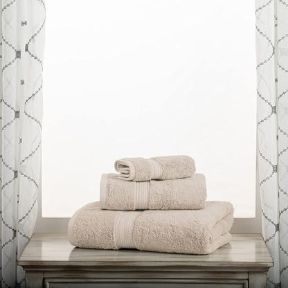 Superior Egyptian Cotton Pile 3 Piece Towel Set, Includes 1 Bath, 1 Hand, 1 Face Towel/Washcloth, Ultra Soft Luxury Towels, Thick Plush Essentials, Guest Bath, Spa, Hotel Bathroom, Stone