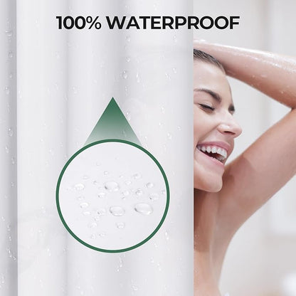 AmazerBath Shower Curtain Liner 2 Pack, 72 x 65 Inches PEVA Plastic Shower Liner with Heavy Duty Stones and 12 Rustproof Metal Grommet, Lightweight Waterproof Shower Curtain - White