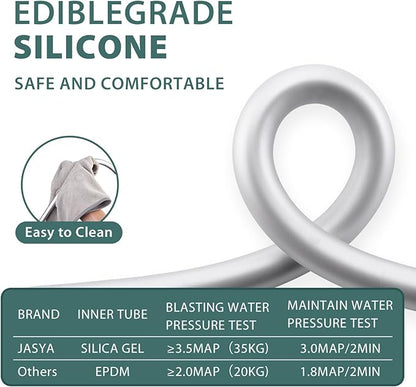 Silicone Shower Hose Extra Long,Explosion Proof Anti Winding Showerhead Hose,Used In Showerheads Spray Bidet Bathing Toilet Cleaning Flexible RV Shower Hoses Replacement (Silver, 119 In)