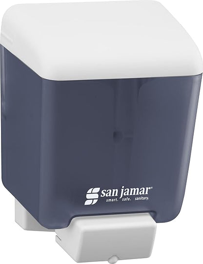 San Jamar Classic Plastic Manual Soap Dispenser, Hand Sanitizer Dispenser with Universal Compatibility for Home, Bathroom, Kitchen, Restooms, Restaurants, 30 Ounces, Arctic Blue