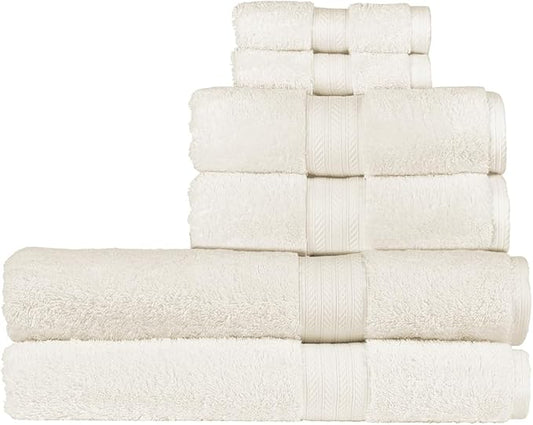 Christy Renaissance 6 Piece Cream Towel Set | 100% Egyptian Cotton | Luxury Bathroom Towels | Soft and Super Absorbent | 675 GSM | 2 Bath Sheet 2 Hand 2 Face | Parchment