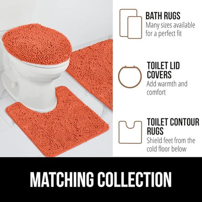 GORILLA GRIP Bath Rug Mat 44x26, Thick Soft Absorbent Chenille, Quick Dry Microfiber Mats, Rubber Backing Washable Shower Floor Rugs, Bathmat Runner, US Designed Bathroom Home Decor Accessories Coral