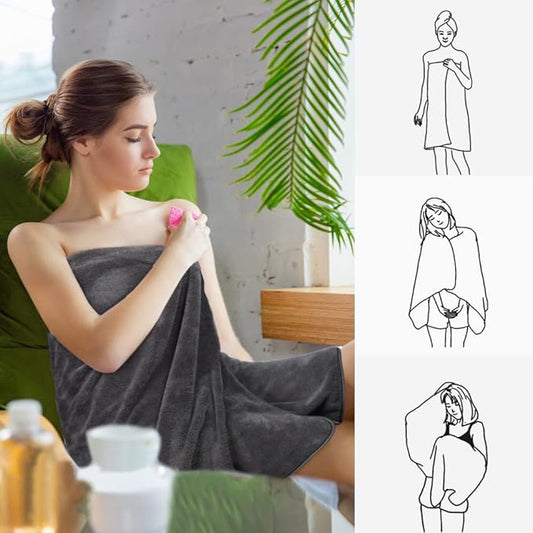 KinHwa Microfiber Bath Towels Large Bathroom Towel Absorbent Shower Towels Soft Bath Towel Large Size for Women Men Ideal for Spa, Swimming, Pool Dark Gray (2, Grey, 30x60 inch)