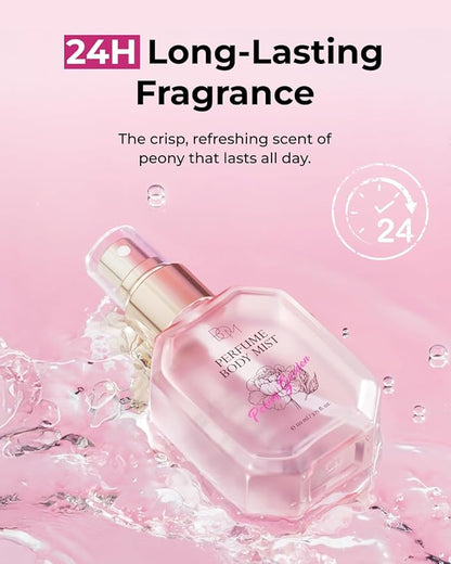BOM Peony Garden Perfume Body Mist 3.71 Fl Oz, Floral Scented Fine Mist with Hyaluronic Acid, Niacinamide & Vitamin C, Hydrating, Lightweight Body Perfume, Long-Lasting Fragrance, Korean Skincare