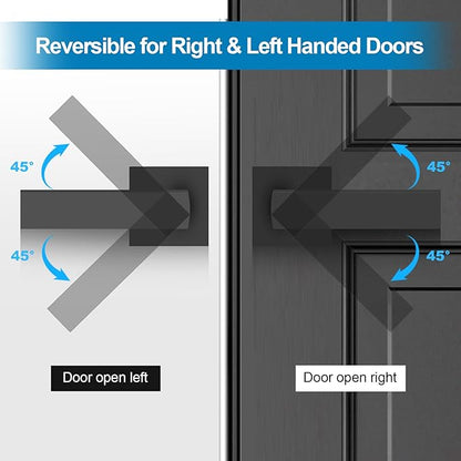 Passage Door Lever, 6 Pack Matte Black Interior Door Handles for Hallway and Closet, Heavy Duty Square Interior Keyless Door Handles Non-Locking Door Knobs for Right & Left Side Door