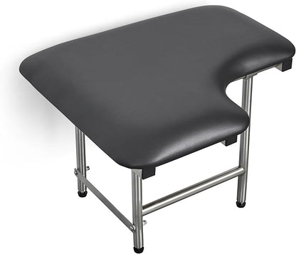 28" x 22.5" Black Padded Wall Mount Folding Right-Handed Transfer Bench Shower Seat with Legs, ADA Compliant