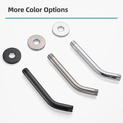 Cobbe Shower Arm with Flange and Teflon Tape, 6-Inches Wall Mounted Shower Pipe Arm 304 Stainless Steel Extension for Fixed Shower Head, Chrome
