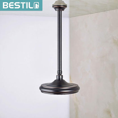 BESTILL 12 Inch Ceiling Mount Rain Shower Head Arm and Flange, Oil Rubbed Bronze