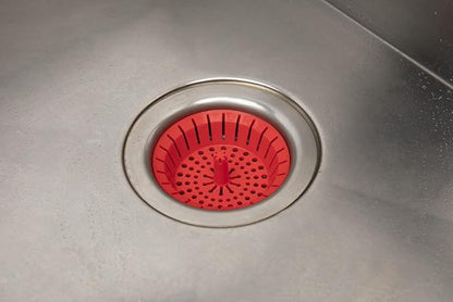Kitchen Sink Strainer 3.25" - Dripsie Anti-Clog Food Catcher, Flexible Drain Basket, Dishwasher Safe, Standard Fit, Made in USA (1-Pack Red)