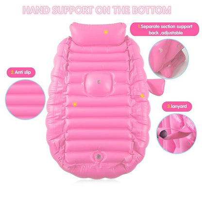 Inflatable Baby Bathtub, Portable Infant Toddler Bathing Tub Non Slip Travel Bathtub Mini Air Swimming Pool Kids Thick Foldable Shower Basin with Air Pump, Pink