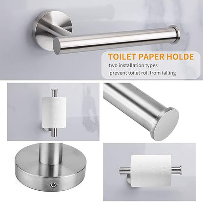 Cilee 8 Piece Brushed Nickel Bathroom Hardware Set, 24inch Bathroom Towel bar+Towel Ring+Toilet Paper Holder+ Robe Towel Hook, SUS304 Stainless Steel Bathroom Accessory Set