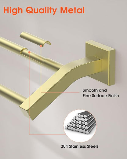 Alise Double Bath Towel Bars Towel Racks for Bathroom,Wall Mount Towel Holder Heavy Duty SUS304 Stainless Steel Towel Hanger Towel Rail,Golden Finish,28-Inch
