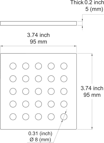 3.75 INCH Square Shower Drain Cover 95MM Floor Drain Grille (Brushed Gold)