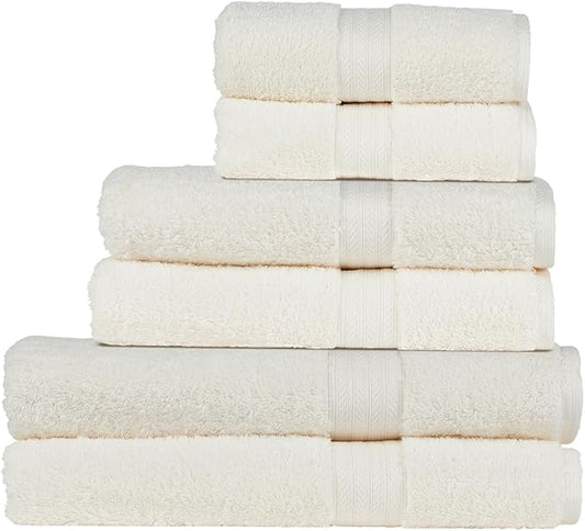 Christy Renaissance 6 Piece Cream Towel Set | 100% Egyptian Cotton | Luxury Bathroom Towels | Soft and Super Absorbent | 675 GSM | 2 Bath Sheet 2 Bath 2 Hand | Parchment