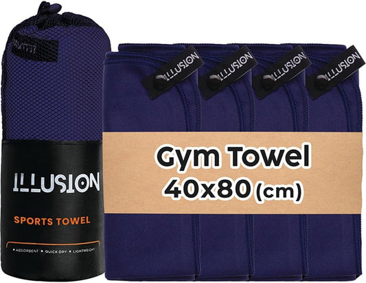 illusion Small Microfiber Gym Towels for Men and Women Active Sports (32" L x 16''W)-Lightweight Quick Dry Gym Towel for Sweat-Workout Towels Ideal for Yoga, Camping, Running, and Outdoor Activities
