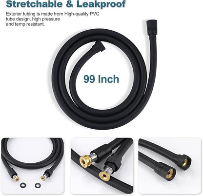 Aleasha 99 Inches Extra Long Shower Hose Attachment for Shower Head Extension - PVC Bathroom Bathing Hose Replacement With Brass Insert and Nut