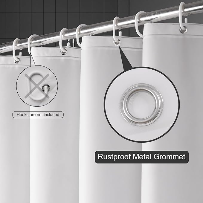 UFRIDAY Frosted Shower Curtain Liner 70 x 72 Inches, PEVA Plastic Waterproof Vinyl With 3 Big Magnets for Bathroom