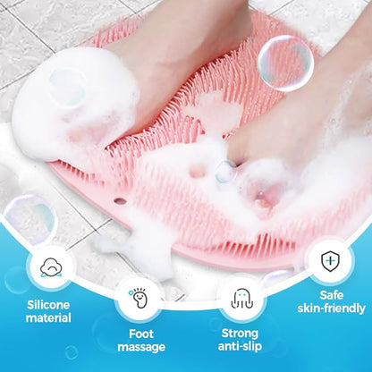 Silicone Shower Foot Scrubber Mat, 2025 Upgrade Shower Mat Slip Suction Cups Foot Scrubber for Men and Women (1 * Pink)
