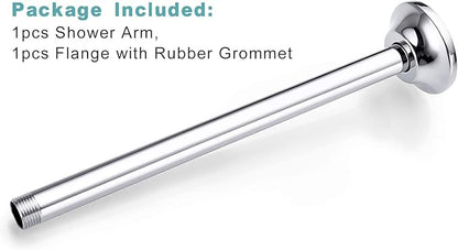 BESTILL 12 Inch Ceiling Mount Rain Shower Head Arm and Flange, Chrome