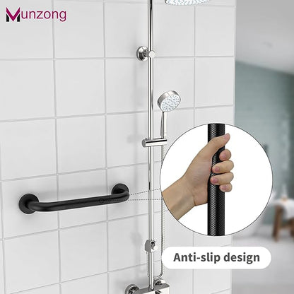 12 Inch Anti Slip Shower Grab Bar, Munzong Oil Rubbed Black Bathroom Grab Bar for Bathtubs and Showers, Knurled Handicap Balance Bar,Safety Hand Rail Support Elderly Senior Assist Bath Handle