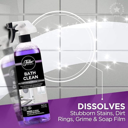 Fuller Brush Bath Clean – 24 oz Bathroom Cleaner Bottle with Spray– Dissolves Soap Scum, Hard Water Stains & Mineral Build-Up – For Sinks, Showers & Tubs – Pack of 2