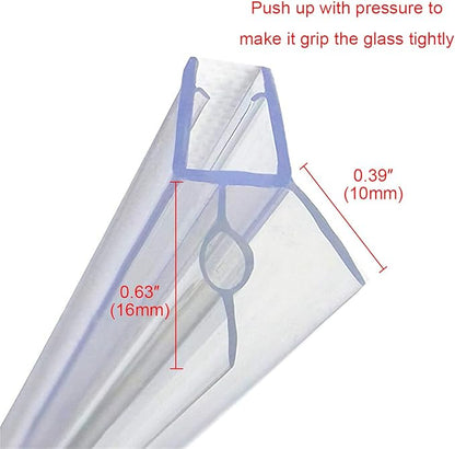 Frameless Shower Door Bottom Seal with Drip Rail for 1/2"(12mm) Glass, Length 27.5"/0.7m, Glass Door Sweep Stop Shower Leaking