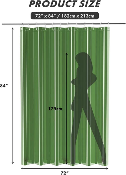 AmazerBath Extra Long Shower Curtain Liner 72x84, Clear Green Shower Liner 84 Inches Long, Plastic Shower Curtain Liners, Cute Tall Shower Liner, PEVA Bathroom Shower Curtain Liners & 3 Magnets