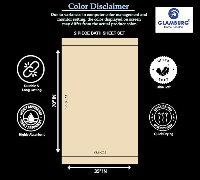 GLAMBURG 700 GSM Premium Cotton 2-Pack Oversized Extra Large Bath Sheet Set - 100% Combed Cotton - 2 Bath Sheets 35x70 - Luxury Hotel & Spa Quality - Durable Ultra Soft Highly Absorbent - Kiwi Green