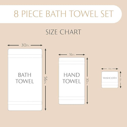 MAURA Sage Green Bath Towel Set of 8 for Bathroom. Turkish Cotton Luxury Bath Towels. Extra Large, Thick, Plush & Soft. Hotel & Spa Quality - Sage Green