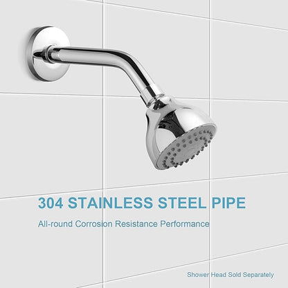 OFFO Shower Arm with Flange, 6 in Wall Mount Replacement Angle Shower Head Arm Wall-Mounted For Fixed Shower Head & Handheld Showerhead, Chrome