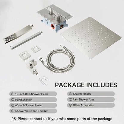 Shower Faucet Set Brushed Nickel Shower System, Starbath 10 Inch Rain Shower Head and Handheld Spray Shower Set Complete Wall Mounted,2 Way Pressure Balance Shower Valve and Trim Kit Included