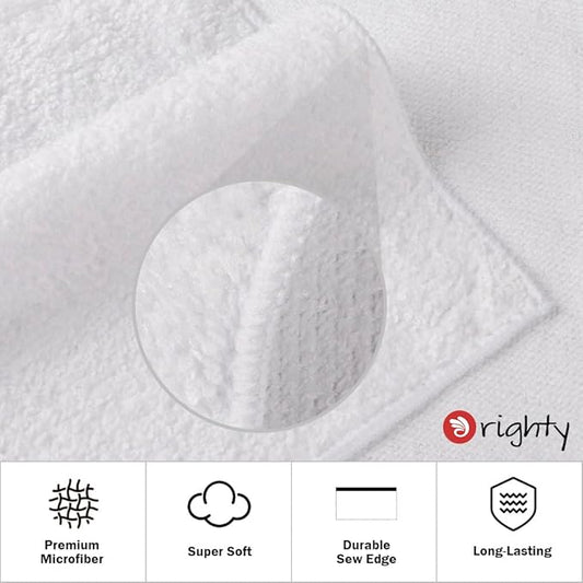 Orighty 12-Pack White Hand Towels - Quick Drying & Absorbent Microfiber Gym Towels 16x28 inches - Lightweight & Thin White Yoga Towels - Multi-Purpose Camping Towels for SPA, Hotel & Bathroom