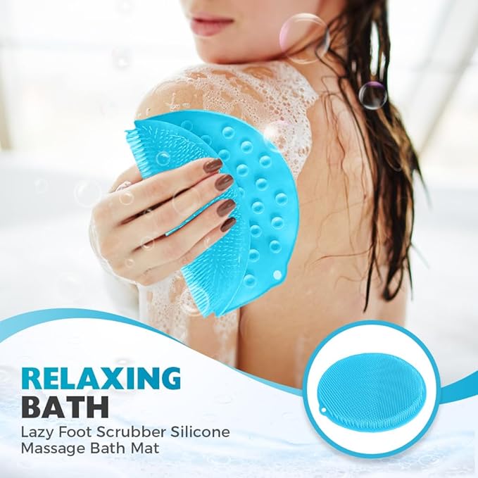 Silicone Shower Foot Scrubber Mat, 2025 Upgrade Shower Mat Slip Suction Cups Foot Scrubber for Men and Women (1 * Purple)