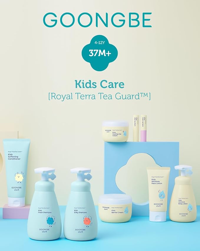 GOONGBE Kids' Moisture Body Lotion - Korean Kids Daily Body Moisturizer - Long Lasting 24hr Hydrating Cream Type Lotion with Cica and Squalane - Allergen Free Scent, 2.7 fl.oz. 2 Pack