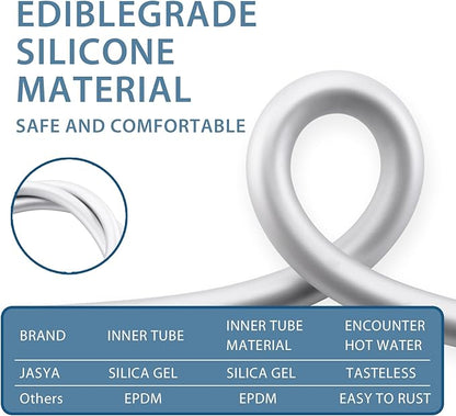 Silicone Shower Hose Extra Long,Explosion Proof Anti Winding Showerhead Hose,Used In Showerheads Spray Bidet Bathing Toilet Cleaning Flexible RV Shower Hoses Replacement (Silver, 69 In)