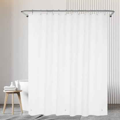 White Shower Curtain Liner 72 x 72 inch Plastic Shower Liner Washable Inside Shower Curtain Liner PEVA Shower Curtains for Bathroom with Magnets and Rustproof Metal Grommet Holes