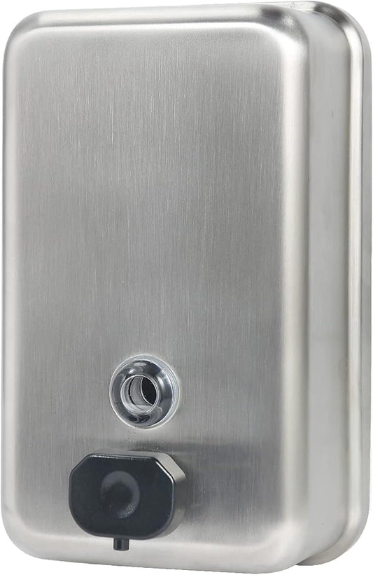 Heavy Duty Stainless Steel Wall Mount Soap Dispenser, 1100ml/37oz, with Corrosion Proof Lining and Anti-Leak Pump for Commercial & Home Bathroom Kitchen(Vertical)