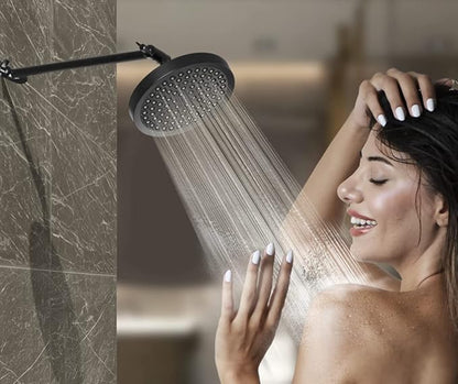 SparkPod 11" Solid Brass Shower Head Extension Arm - Flexible Height & Angle Adjustable Shower Arm Extension for Rain Showerheads with Sturdy Lock - Universal Pipe Connection (Midnight Black Matte)